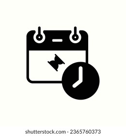calendar, time, clock black icon, isolated icon in light background, perfect for website, blog, logo, graphic design, social media, UI, mobile app