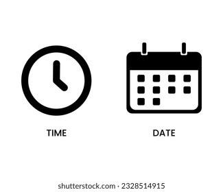 calendar, time, clock icon vector. 
calendar icon, clock icon. simple sign.