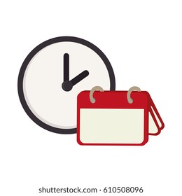calendar with time clock isolated icon