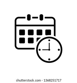 Calendar and Time Clock Simple Vector Flat Design easily edit