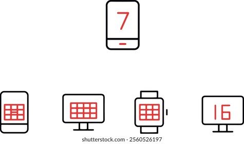 Calendar time and date  Icons vector design
