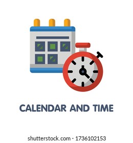 Calendar and time  flat icon style design illustration on white background eps.10