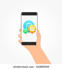 Calendar & Time Icon Bubbles Phone Vector Illustration