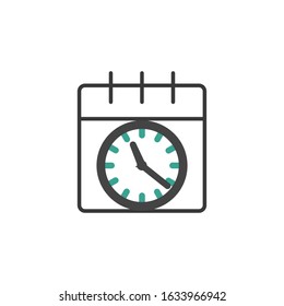 Calendar time line icon. Calendar with Clock linear style sign. 