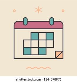 Calendar. Time management concept. Unique and creative illustration. Flat design thin line style. Usage for e-mail newsletters, web banners, headers, blog posts, print and more.
