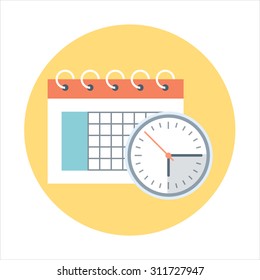 Calendar, time management flat style, colorful, vector icon for info graphics, websites, mobile and print media.