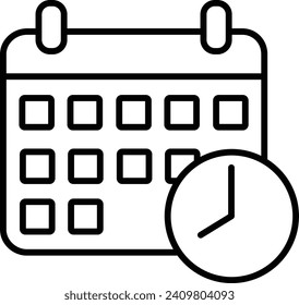calendar with time Outline vector illustration icon