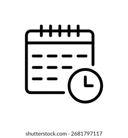 Calendario con el Vector del icono de la línea del recordatorio del tiempo
