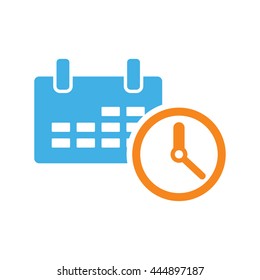 calendar time, schedule clock icon on white background