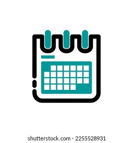 Calendar time schedule icon vector illustration logo template. 
Turquoise color.