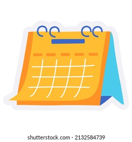 calendar time schedule timeline plan agenda project single isolated icon with sticker outline cut style