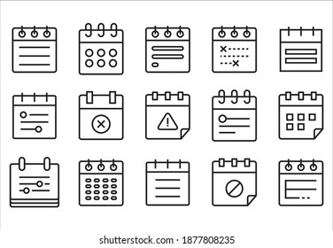 diseño de línea de iconos de tabla de calendario y de hora