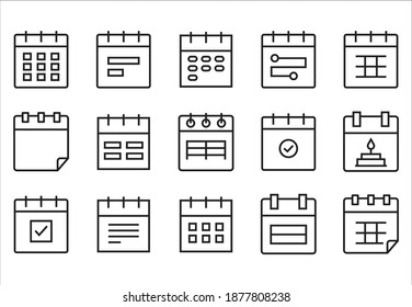 calendar and time table icons line design