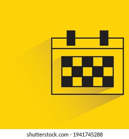 calendar and time table with shadow on yellow background