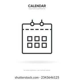 Calendar and time thin line icon. Minimal flat vector illustration. Included simple outline icons as schedule, reminder, appointment, planner, event time, timer, clock.