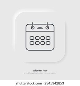 Icono de línea delgada de calendario y hora. Ilustración vectorial plana mínima. Incluye iconos de esquema simples como programación, recordatorio, cita, planificador, hora de evento, temporizador, reloj.