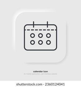Icono de línea delgada de calendario y hora. Ilustración vectorial plana mínima. Incluye iconos de esquema simples como programación, recordatorio, cita, planificador, hora de evento, temporizador, reloj.
