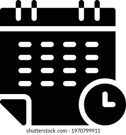 calendar time vector glyph flat icon