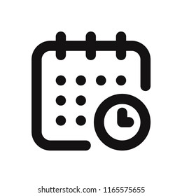 Calendar and time vector icon. Date symbol. Clock pictogram, flat vector sign isolated on white background. Simple vector illustration for graphic and web design.