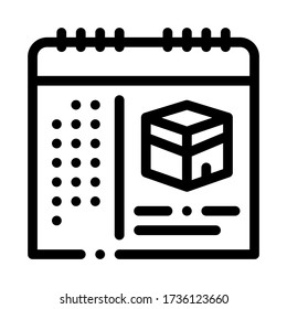 hora del calendario visitando el vector de icono de kaaba. hora del calendario visitando el cartel de kaaba. ilustración de símbolo de contorno aislado