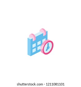 Calendar timer isometric 3d icon. Creative illustration idea.