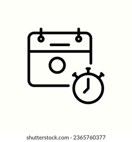 calendar, timer, stopwatch icon, isolated icon in light background, perfect for website, blog, logo, graphic design, social media, UI, mobile app