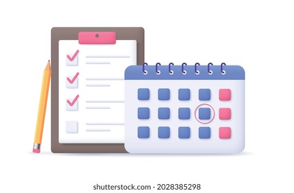 Calendar with to-do checklist. Business task planning.