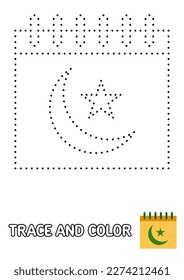 Calendar tracing and coloring worksheet for kids