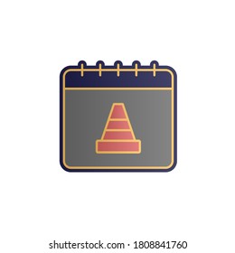 Calendar, trafficcone color gradient vector icon