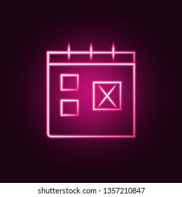 calendar travel time neon icon. Elements of travel set. Simple icon for websites, web design, mobile app, info graphics