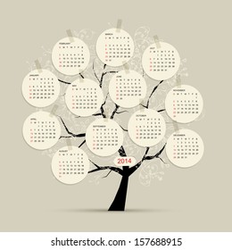 Calendar tree 2014 for your design