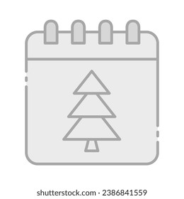 Calendar Tree Greyscale Icon Vector Illustration Isolated on Transparent Background. Use for Xmas, Decoration, Greeting Card Etc.
