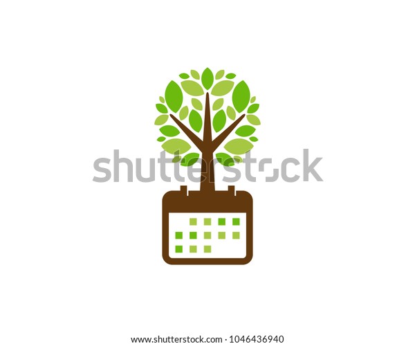 Calendar Tree Icon Logo Design Element Stock Vector (Royalty Free