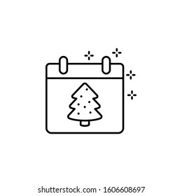 Calendar, tree icon. Simple line, outline vector of new year icons for ui and ux, website or mobile application
