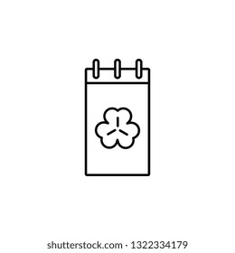 Calendar, trefoil icon. Simple thin line, outline vector of Saint Patrick's Day icons for UI and UX, website or mobile application