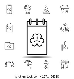 Calendar, trefoil icon. Simple thin line, outline vector element of Saint Patricks Day icons set for UI and UX, website or mobile application