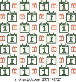 Calendar trendy beautiful colorful repeating seamless pattern vector illustration background