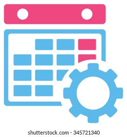 Calendar Tuning vector icon. Style is bicolor flat symbol, pink and blue colors, rounded angles, white background.