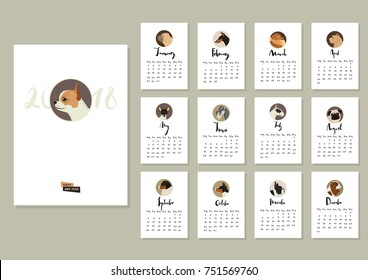 Calendar with twelve different dogs Cover with Chihuahua