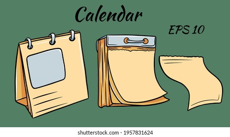 Calendar. Two different calendars. One with tear-off pages. Leafy calendar.
