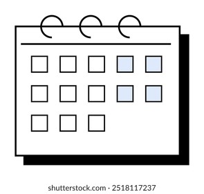 Calendar with two highlighted dates. Ideal for time management, planning, scheduling, event organization, reminders, and productivity. Clean and minimalistic design style.
