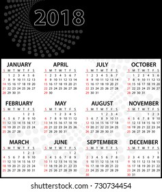 Calendario Dos Mil Dieciocho Vectores Ilustración