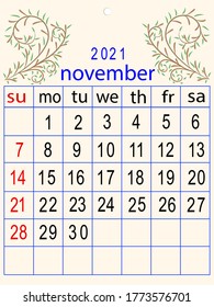 Calendar Two Thousand Twenty One Month Stock Vector (Royalty Free ...