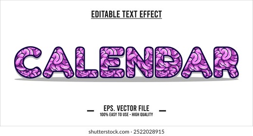 calendar typography editable text effect