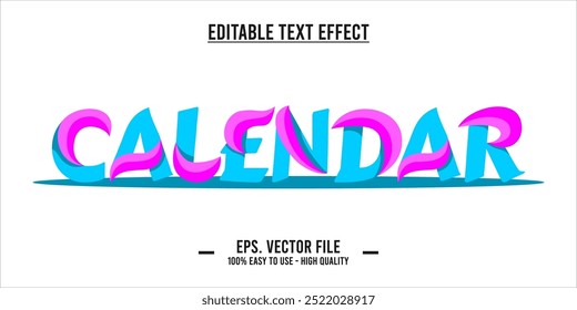 calendar typography editable text effect