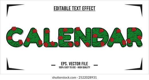 calendar typography editable text effect