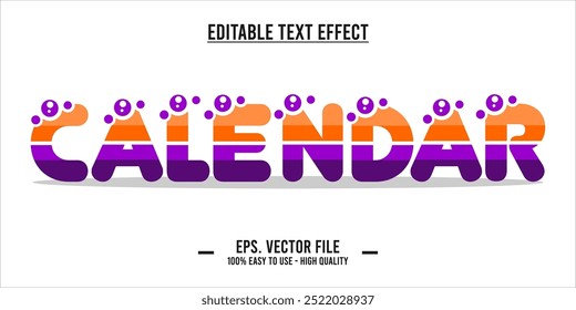 calendar typography editable text effect