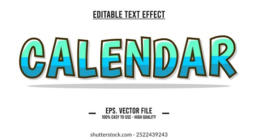 calendar typography editable text effect