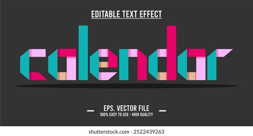 calendar typography editable text effect