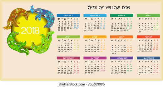 Calendar of the upcoming 2018